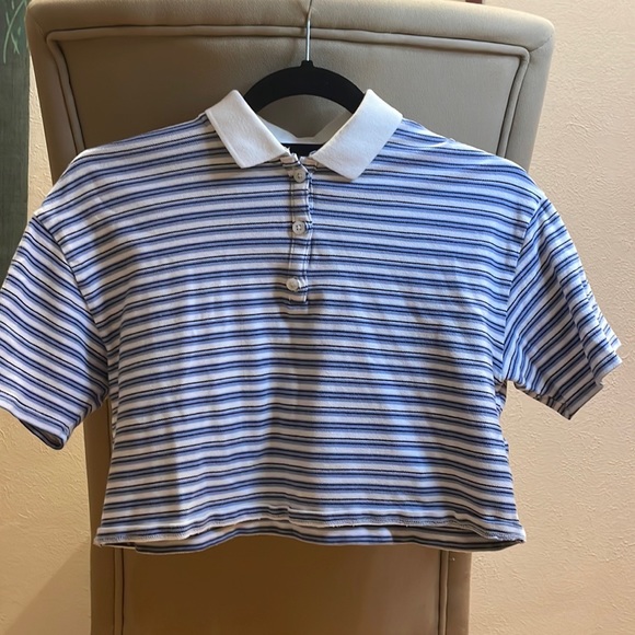 Striped Button Up Crop Top - Picture 1 of 2